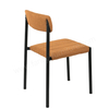 Nordic Style Linen Fabric Dining Chair, Curved Backrest Side Chair with Sturdy Metal Legs for Dining Room