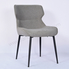 Modern Linen Upholstered Dining Chair Black Metal Tube Legs Stable Soft Dining Room Side Chair Non Foldable Durable Fabric Dining Chairs For Home Restaurant Hotel Cafe Use