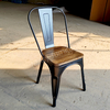 Black Industrial Stackable Metal Dining Chair with Solid Wood Seat, Iron Chair for Restaurant, Cafe, Patio And Home Kitchen