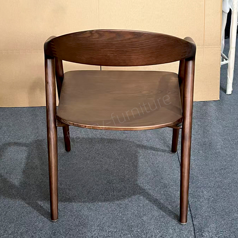 Wholesale Mid-Century Modern Solid Wood Shumate Dining Chair, Dark Walnut Finish Integrated Armrest Chair for Home Restaurant