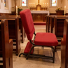 Metal Frame Stackable Church Prayer Chair with Kneeler, Red Fabric Upholstered Worship Chair for Church