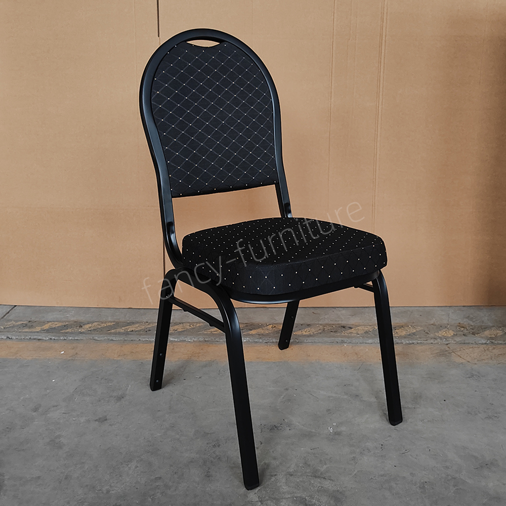 Factory Direct Cheap Wholesale Modern Durable Commercial Iron Stackable Solid Back Foam Cushion Banquet Chair
