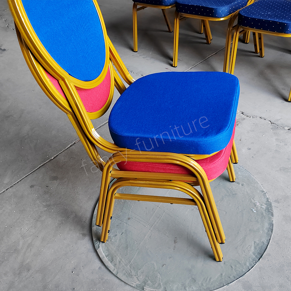 Modern Stackable Iron Round Head Solid Back Banquet Chair with Durable & Stable Design for Hotel Banquet Use