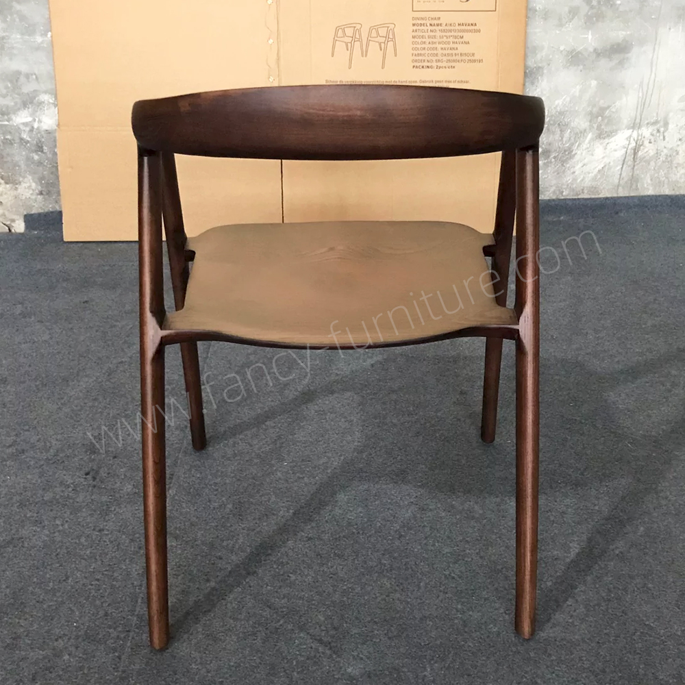 Modern Ash Wood Dining Chair with Armrests, Curved Back Design, Multi-Color Finishes for Home Kitchen & Restaurant