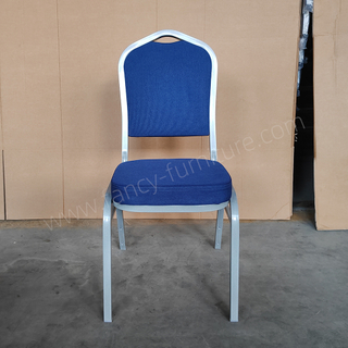 Hotel Chairs Banquet Fancy Modern Metal Fabric Stackable Stable Commercial Dining Chair Solid Back Foam Cushion Iron Legs