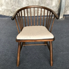 Nordic Style Modern Ergonomic Windsor Arm Chair with Cushion Solid Rubber Wood Dining Chair for Home Restaurant Hotel