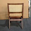 Rubber Wood Frame Rattan Dining Chair, Nordic Style Armless Woven Chair with Natural Finish for Home, Restaurant & Banquet
