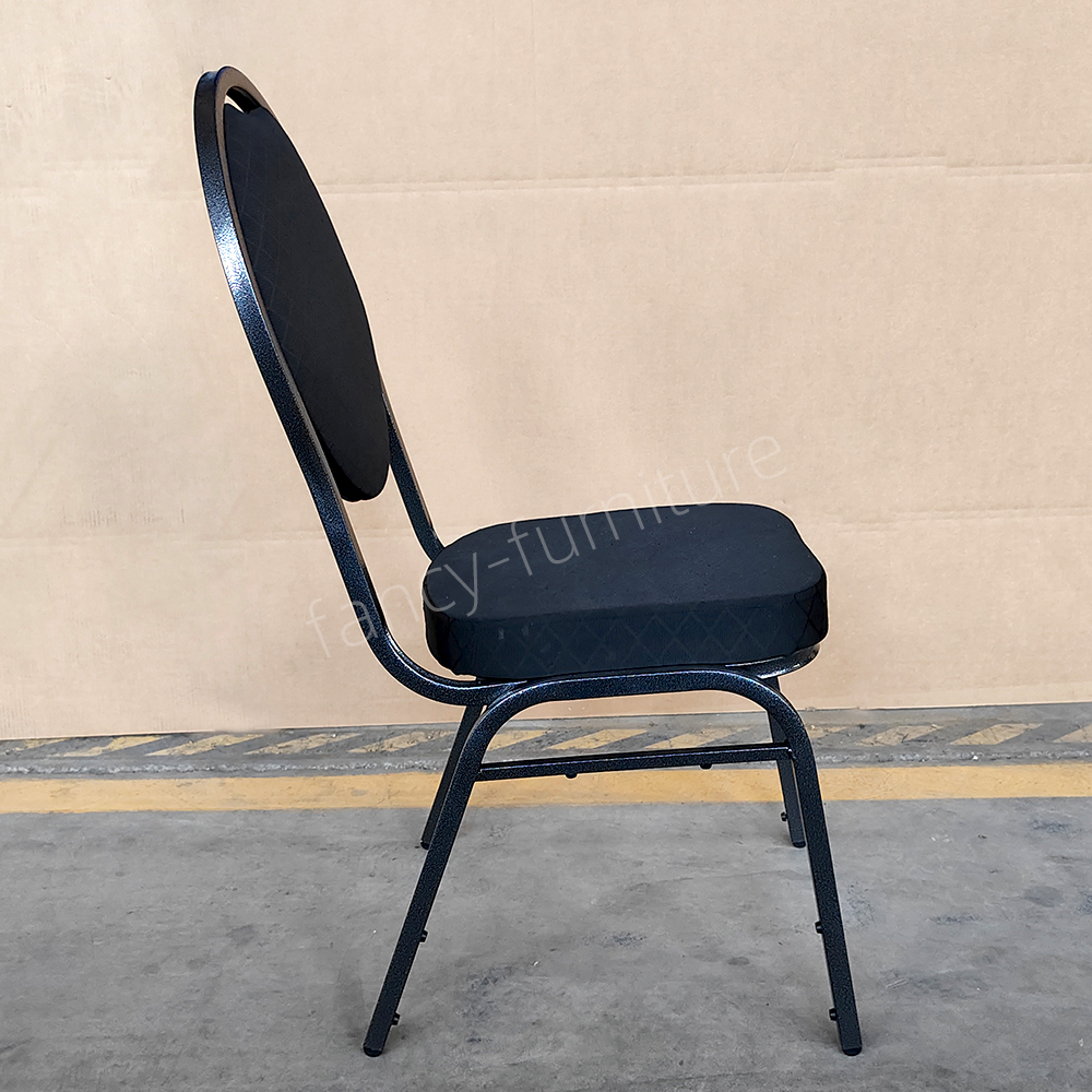 Cheap Price High Quality Iron Durable Stackable Modern Design Solid Back Round Head Hotel Banquet Chair for Sale