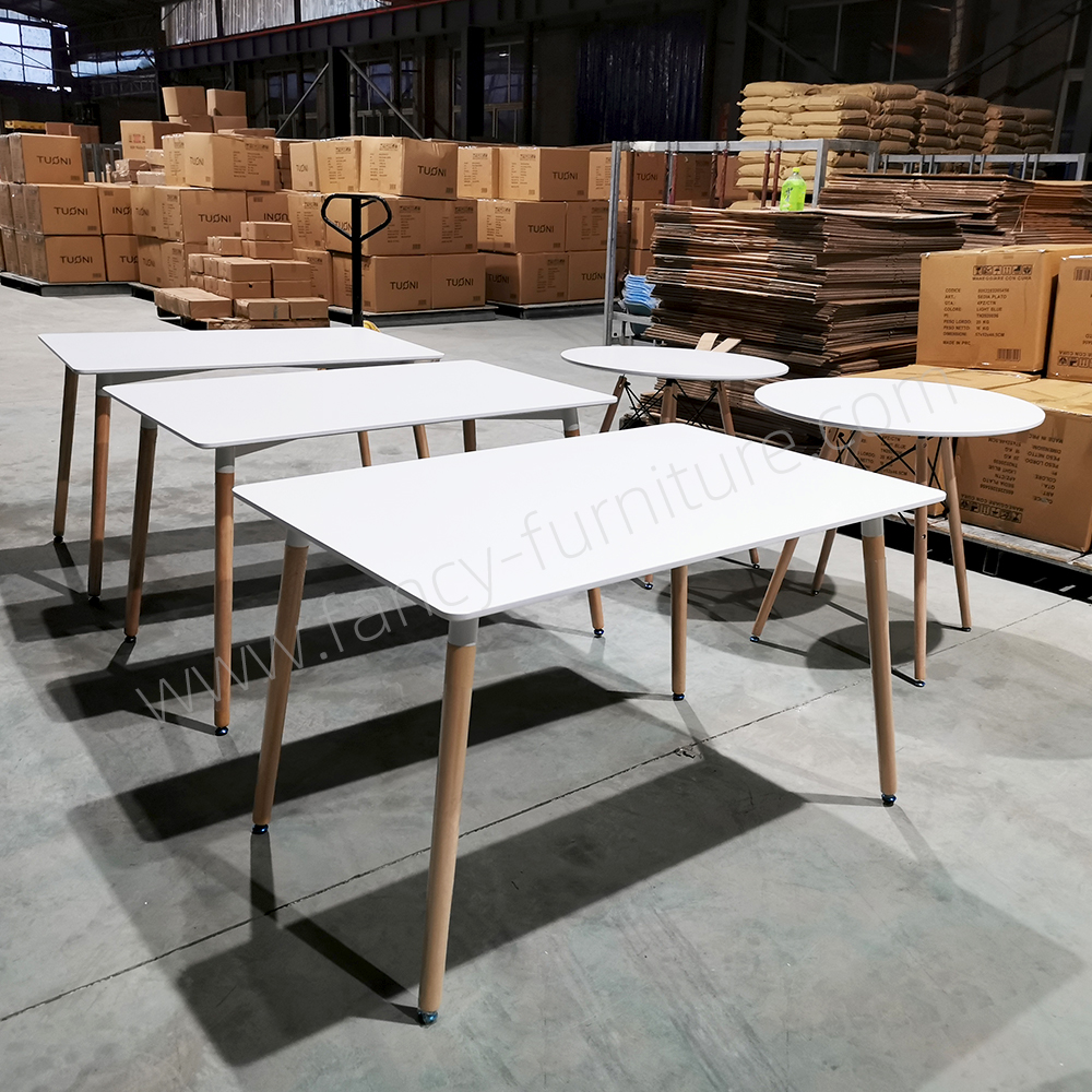 Minimalist White/Black Dining Table with Solid Beech Wood Legs And Stable X-Support Base for Kitchen Cafe Or Office Use