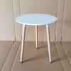 Round Side Table with Smooth White MDF Top And Sturdy Beech Wood Legs, Minimalist Accent End Table for Living Room