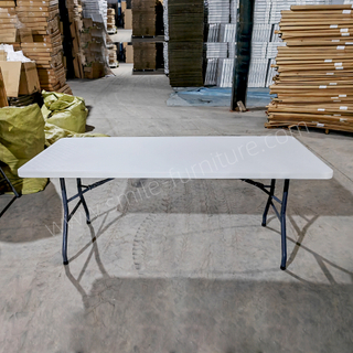 White Minimalist Folding Plastic Table-Heavy Duty HDPE Rectangular Foldable Outdoor Furniture for Camping Party Banquet Events