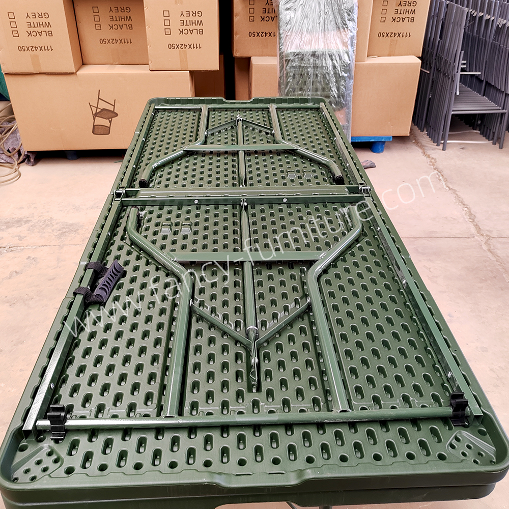 Portable Folding Plastic Table-HDPE Heavy Duty Waterproof Rectangular Table for Home Dining Hotel Camping Parties & Picnics