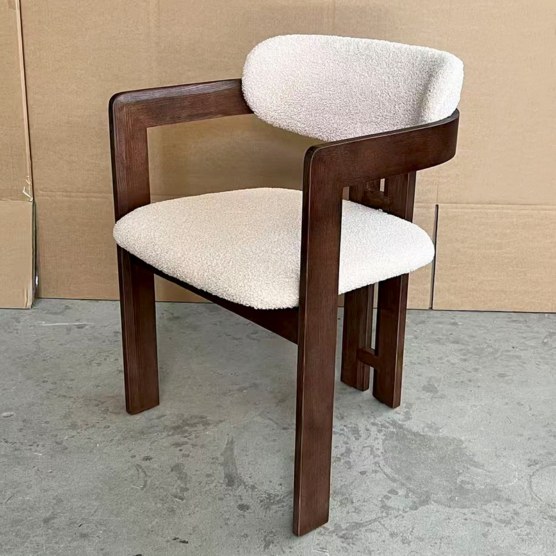 Hot Factory Sale Ash Wood Tripod Chair Featuring A Soft Teddy Fleece Cushion; Suitable for Residential Use And High-end Private Venues.