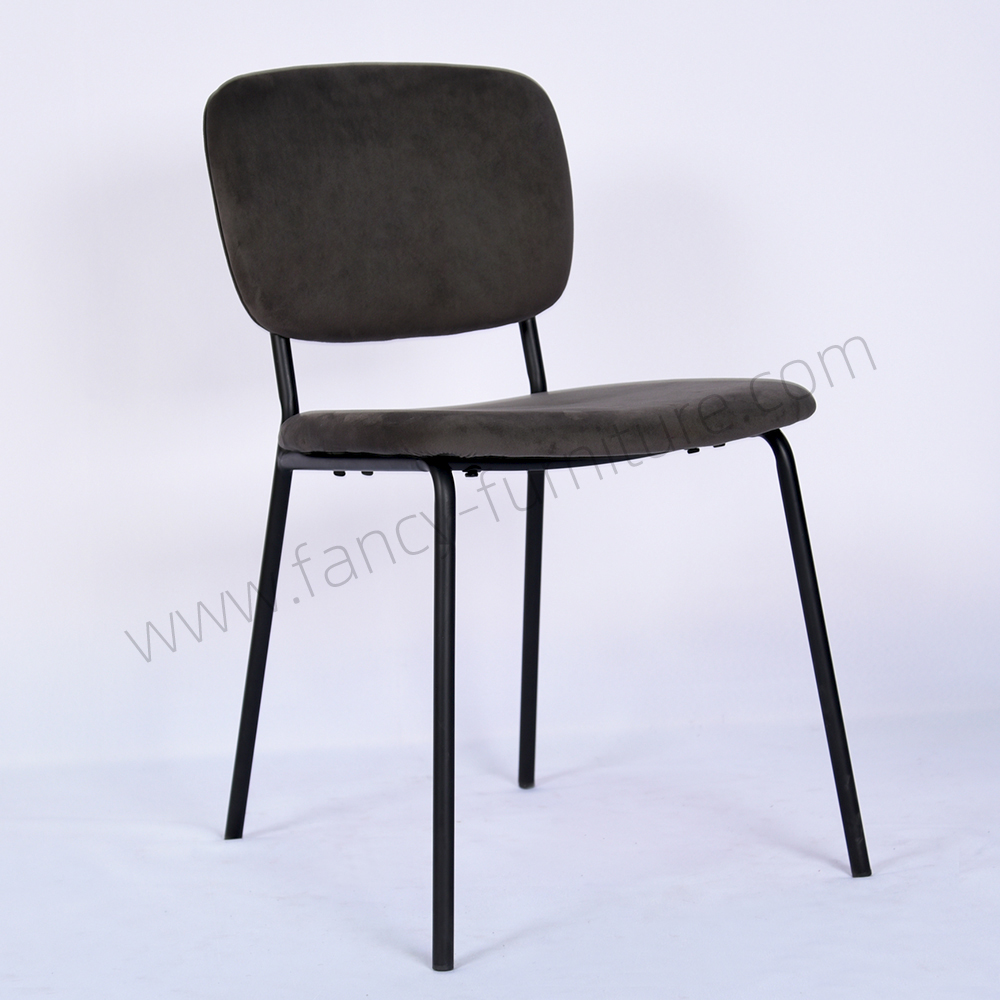 Luxury Modern Velvet Upholstered Dining Chair with Black Ripple Legs for Hotel Use
