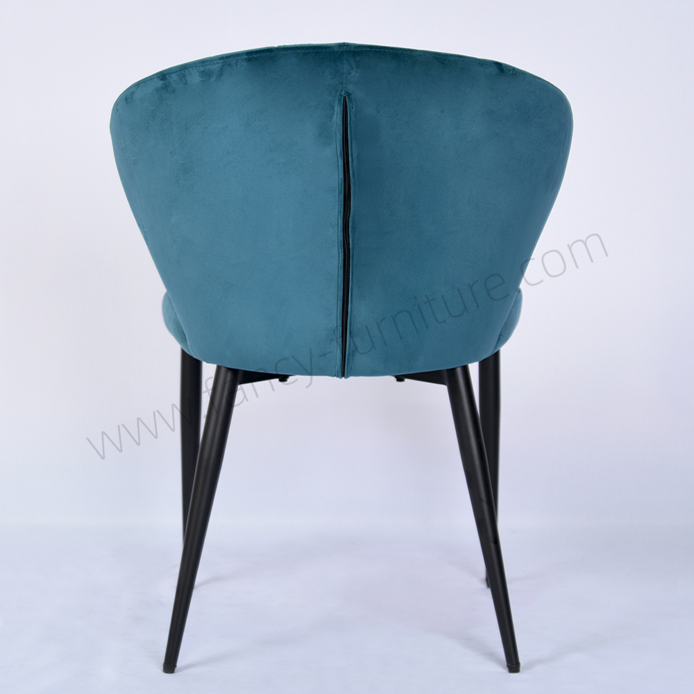 Luxury Modern Velvet Upholstered Dining Chair Black Metal Legs Durable Non Foldable Accent Chair for Home Hotel Restaurant Cafe Banquet 