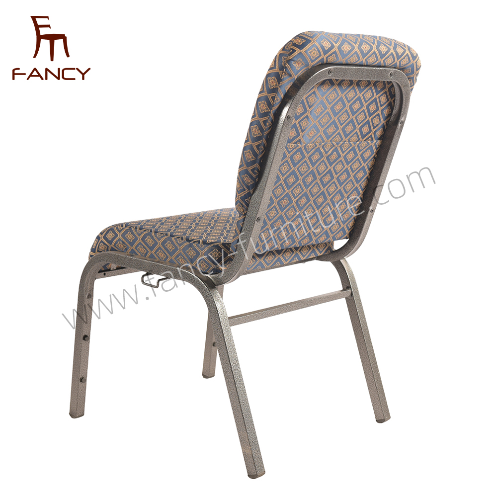 Modern Metal Hotel Furniture Iron Steel Interlocking Padded Auditorium Stack Church Chair