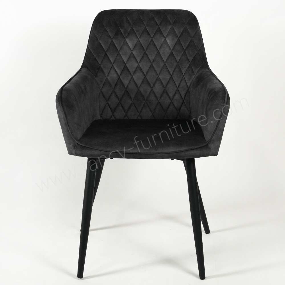High-Back Velvet Dining Arm Chair, Soft Plush Fabric Dining Chair with Stable Metal Legs for Dining Rooms, Living