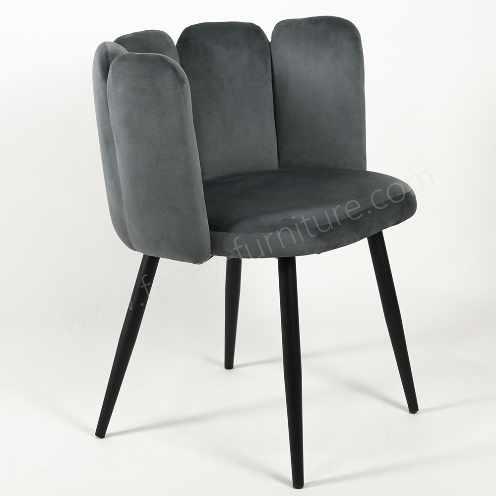 Soft Shell Dining Chair, Comfy Side Chair with Flower Shaped Backrest for Bedroom & Dining Area