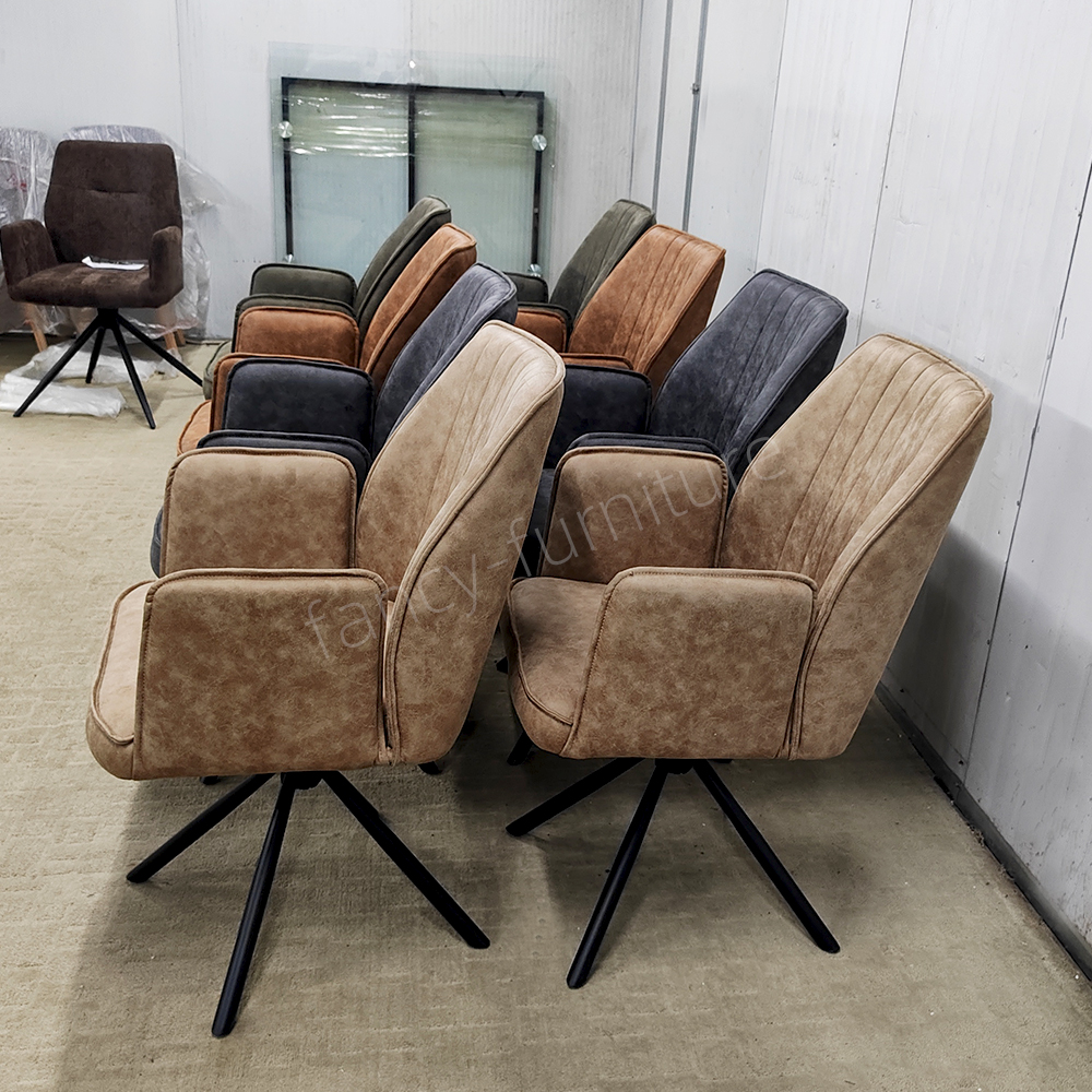 Modern Soft Upholstered Dining Chair, Tech Fabric Upholstery with Black Metal Legs for Living Room & Dining Room