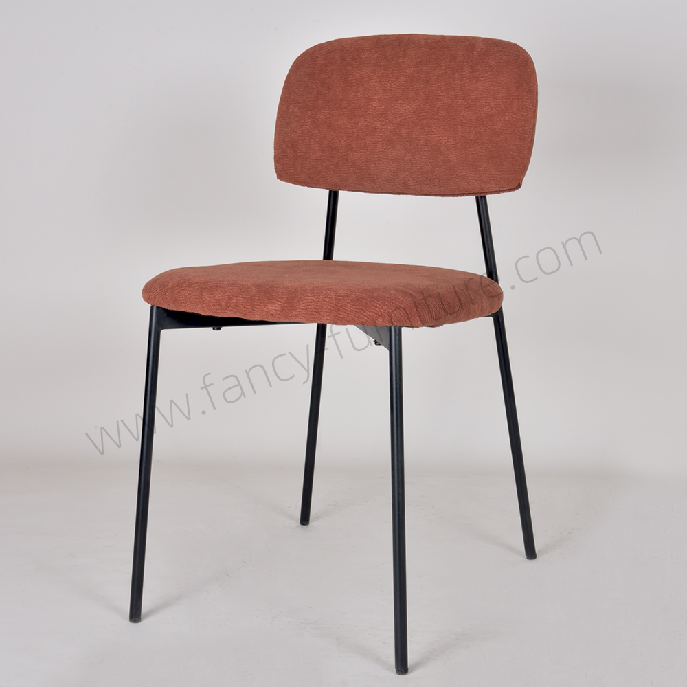 Linen Fabric Upholstered Dining Chair with Metal Legs, Modern Side Chair for Kitchen Living Room