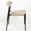 Durable Black Leg Linen Dining Chair, Curved Backrest Fabric Chair for Commercial & Home Use