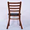 Wood Grain Metal Frame PU Leather Upholstered Dining Chair Non Foldable Durable Commercial Restaurant Side Chair For Hotel Cafe Banquet Home Dining Use