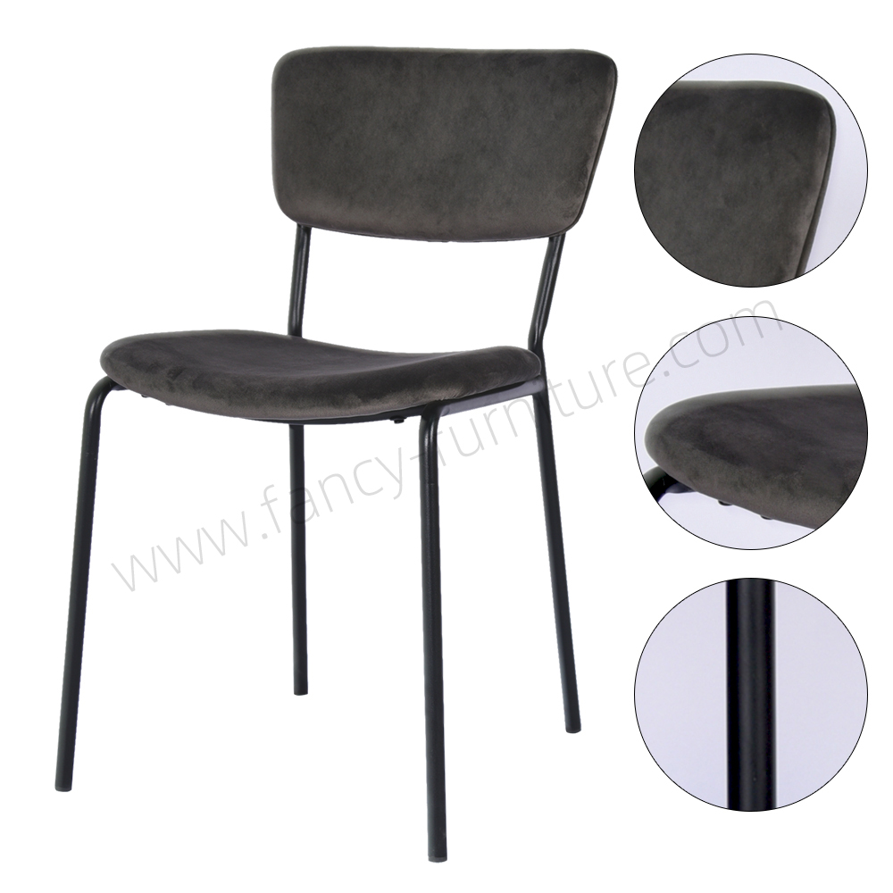 Modern Nordic Velvet Upholstered Dining Chair, Black Ripple Metal Legs Luxury Dining Room Furniture, Suitable for Home Hotel Restaurant Banquet Cafe Coffee Shop