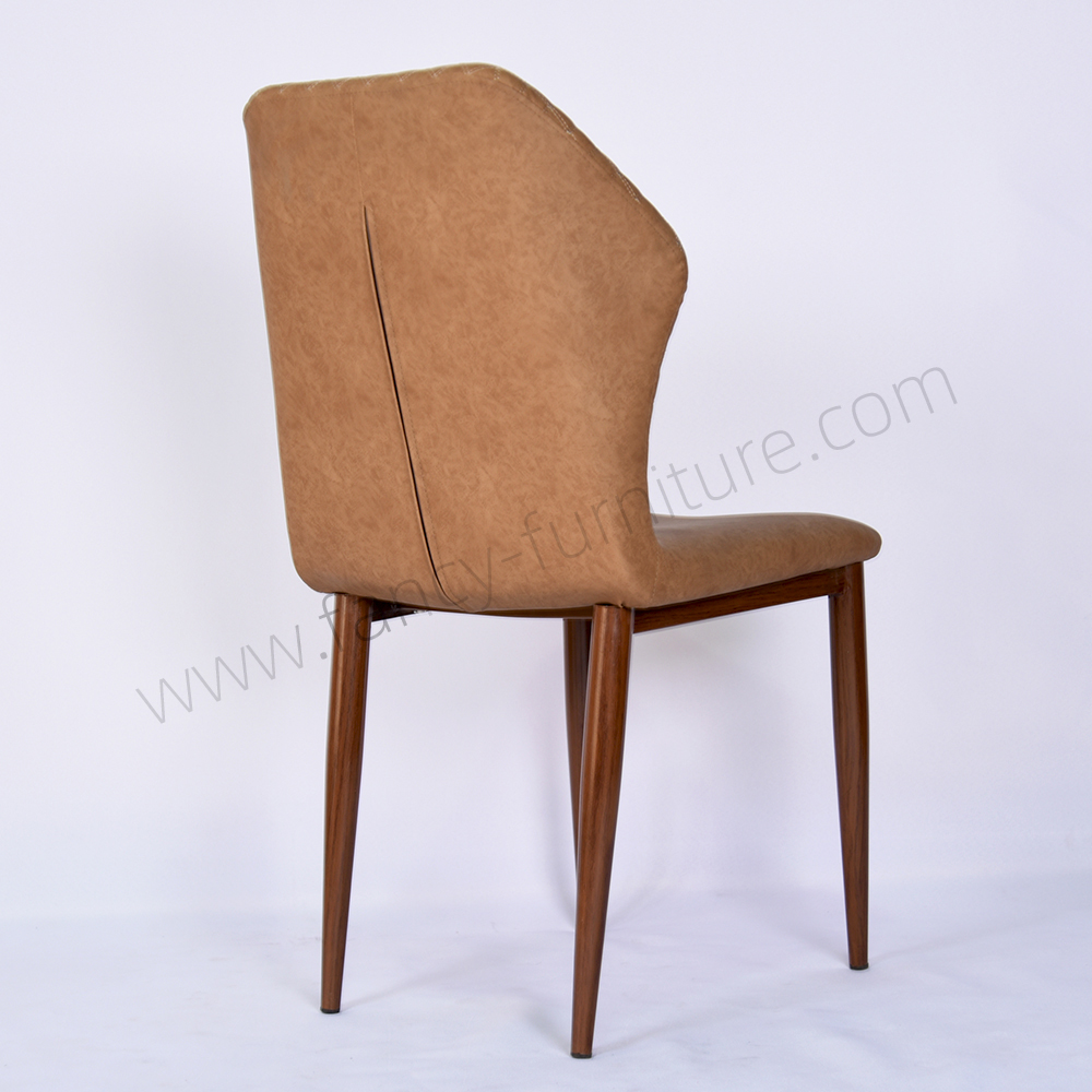 Modern Light Luxury PU Leather Upholstered Dining Chair with Wood Effect Metal Legs, Durable Soft Padded Side Chair for Home Kitchen Restaurant Hotel Cafe Banquet Coffee Shop Wholesale