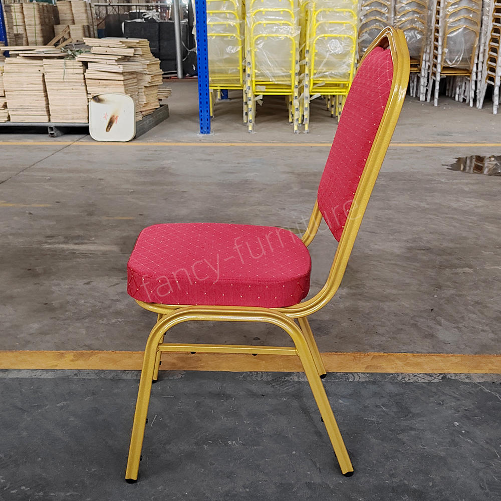 High Quality Durable Stackable Iron Frame Banquet Chair Lightweight Portable Stackable Design for Hotel Banquet Hall Wedding Party Event Furniture